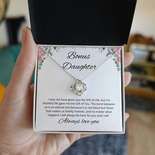Bonus Daughter Our Hearts Make Us Family Forever - Love Knot Necklace 🥰