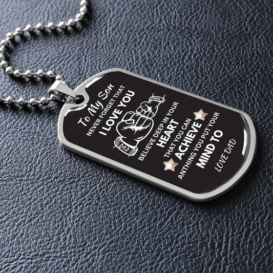 Believe Deep in Your Heart—Son Dog Tag Necklace