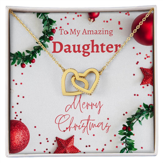 Amazing Daughter - Interlocking Hearts Christmas Necklace🥰