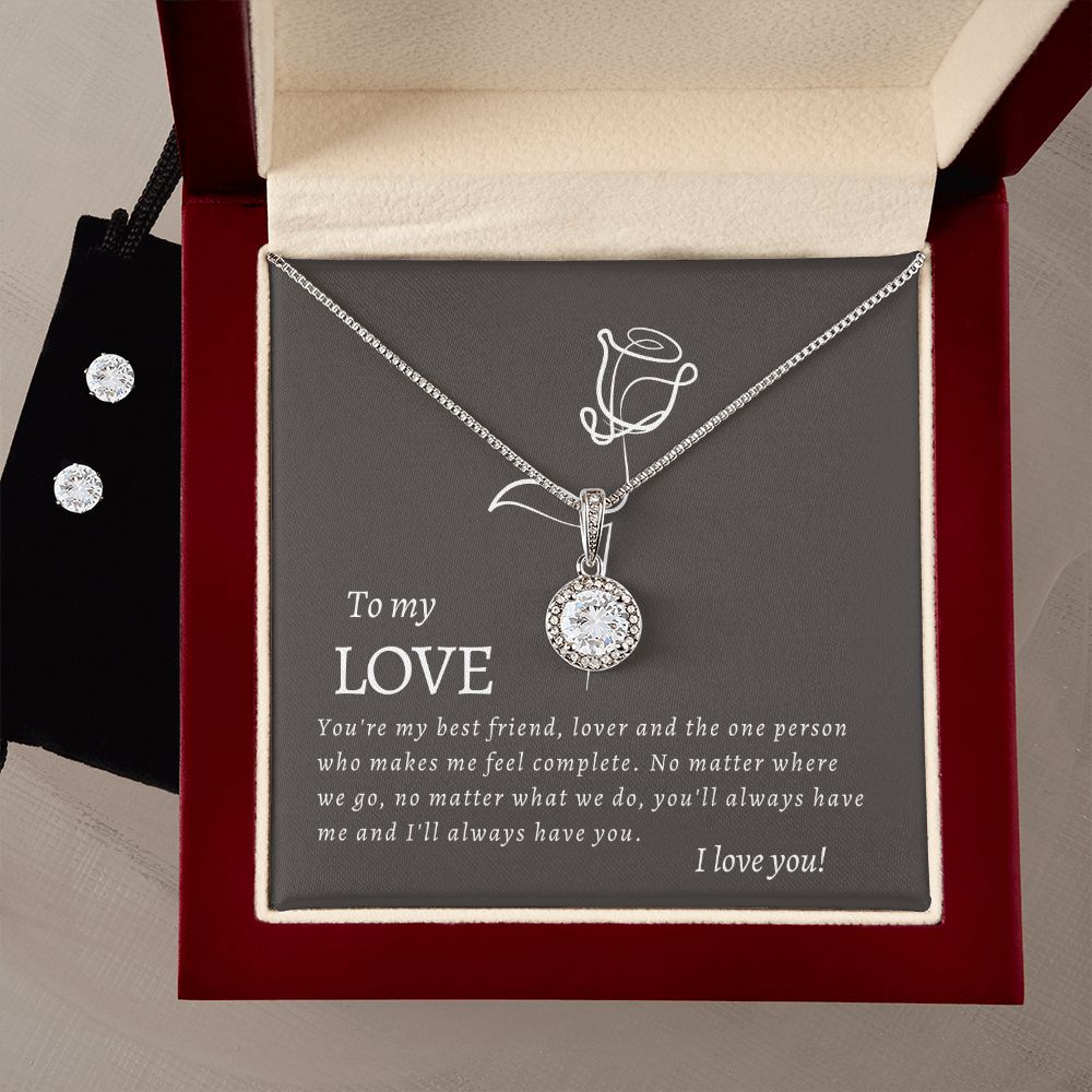 My Love, You Make Me Feel Complete - Eternal Hope Necklace and Cubic Zirconia Earring Set🌹