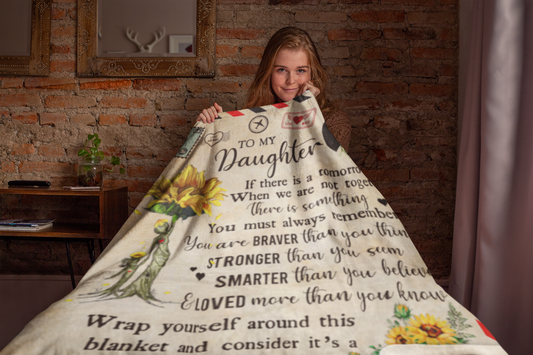 Daughter You Are Loved More than You Know Blanket MSHM Premium Mink Sherpa Blanket 50X60