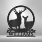 Stag and Doe Monogram - Steel Sign