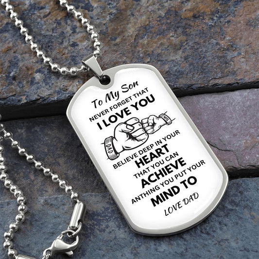 Believe Deep In Your Heart - Son Dog Tag Necklace