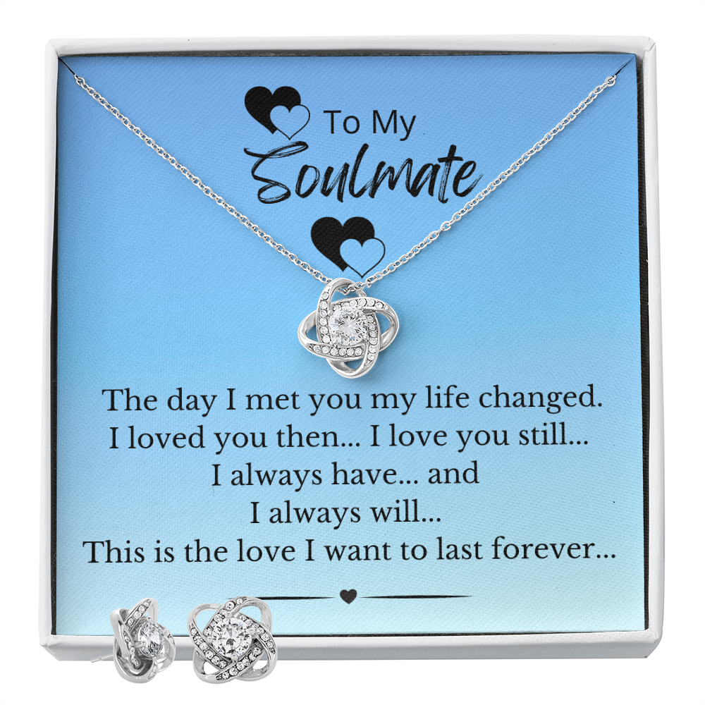 The Day I Met My Soulmate - Love Knot Necklace And Earring Set