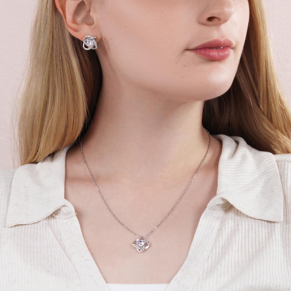 The Day I Met My Soulmate - Love Knot Necklace And Earring Set