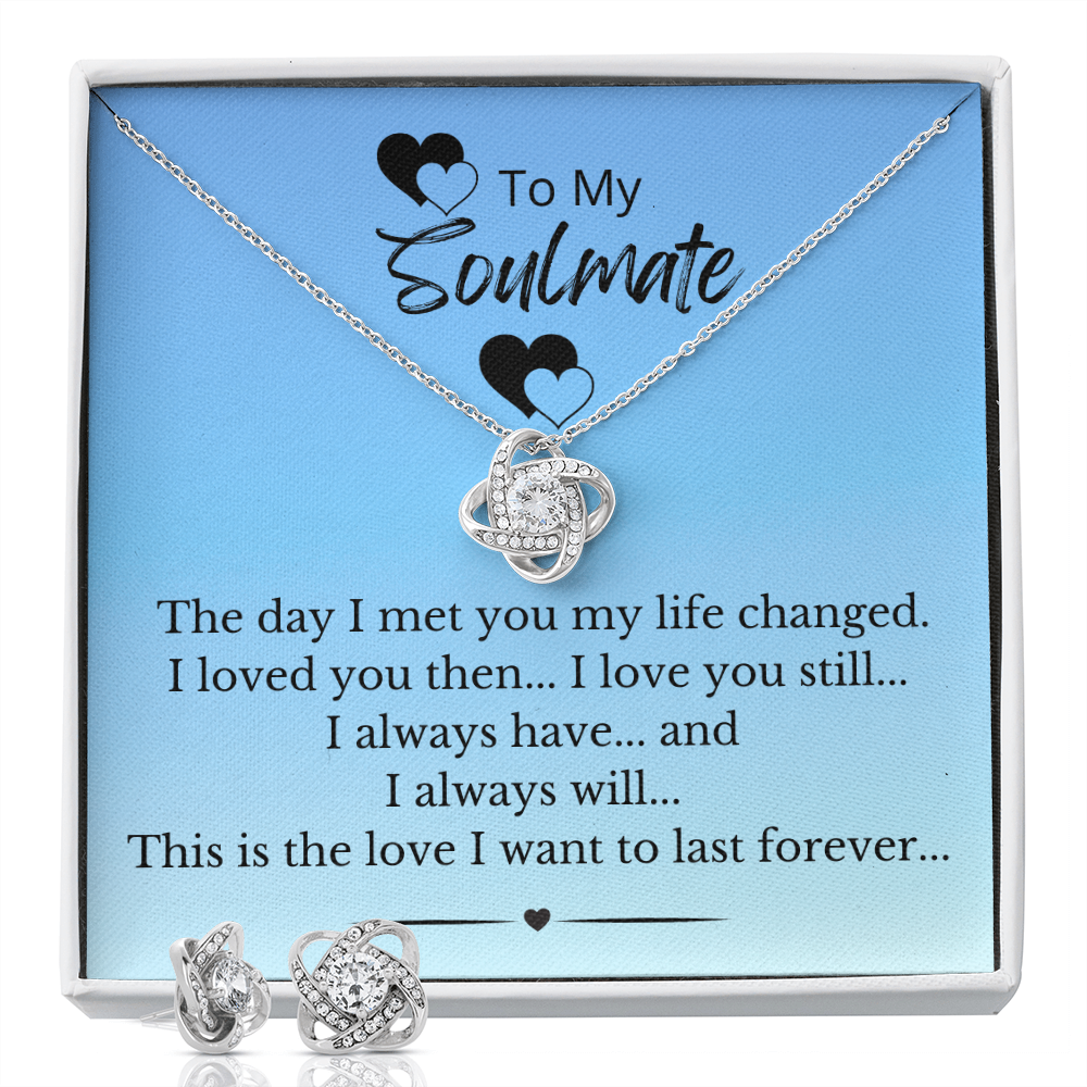 The Day I Met My Soulmate - Love Knot Necklace And Earring Set