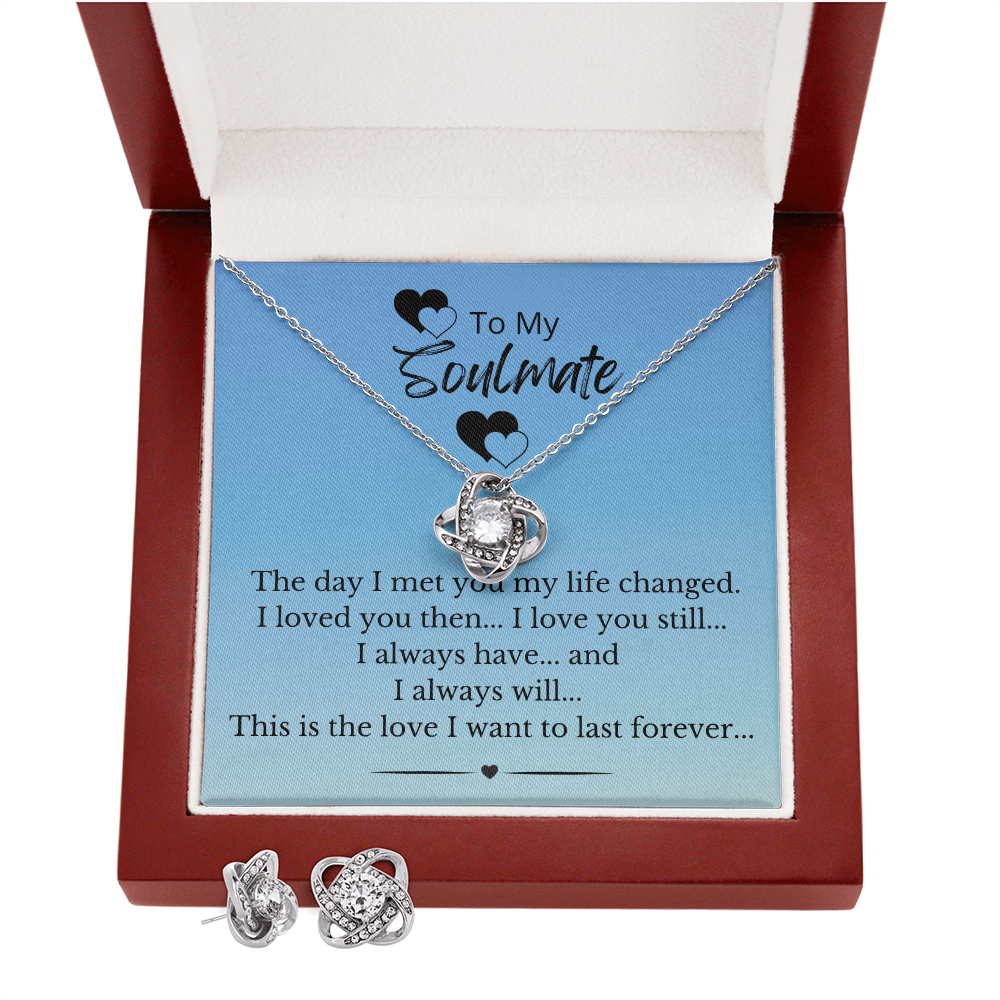 The Day I Met My Soulmate - Love Knot Necklace And Earring Set
