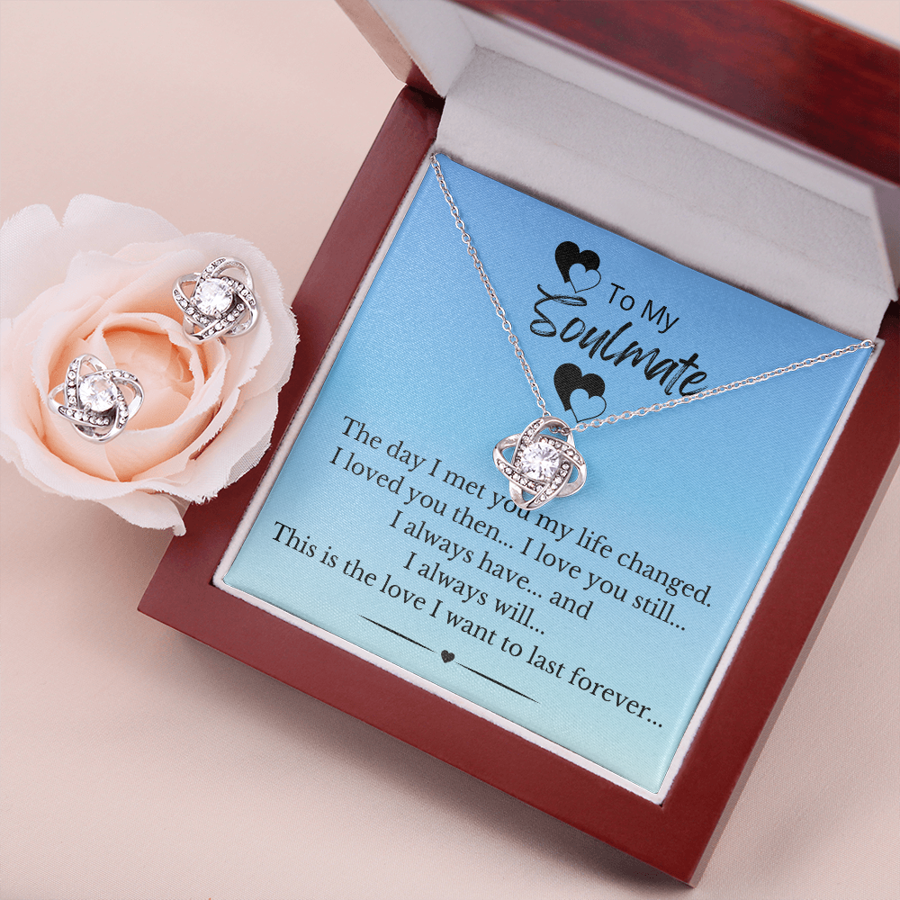 The Day I Met My Soulmate - Love Knot Necklace And Earring Set