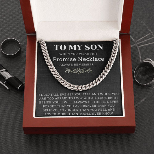 Son Promise Necklace - Cuban Link Chain