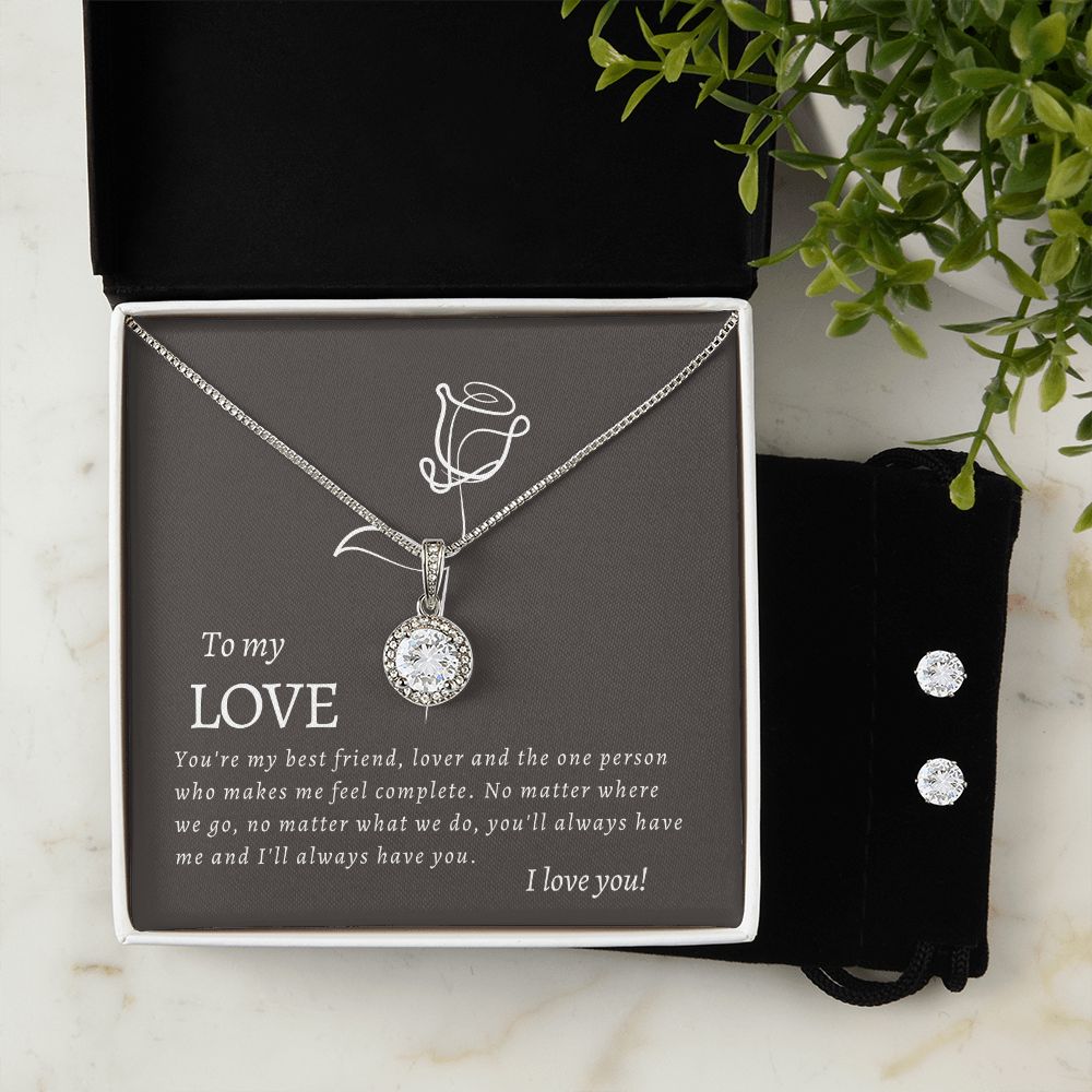 My Love, You Make Me Feel Complete - Eternal Hope Necklace and Cubic Zirconia Earring Set🌹