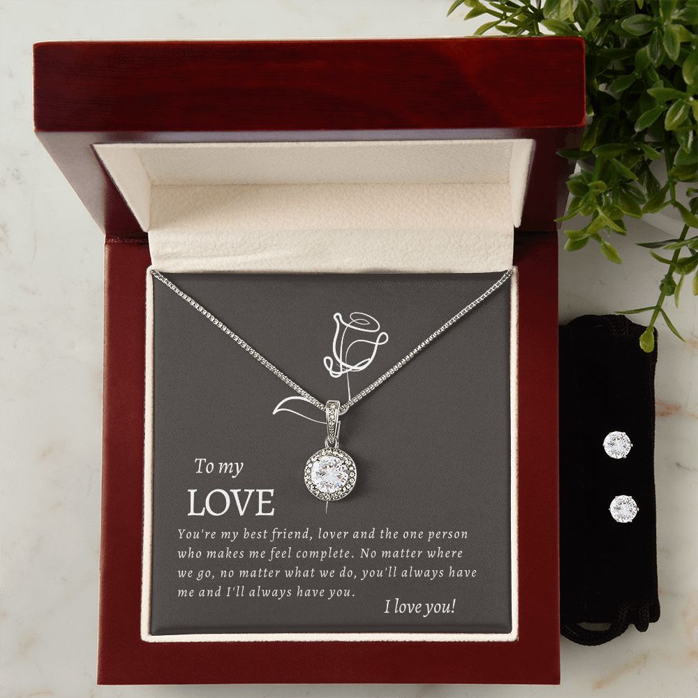 My Love, You Make Me Feel Complete - Eternal Hope Necklace and Cubic Zirconia Earring Set🌹